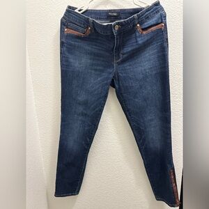 White House Black Market Skimmer Jeans with Faux Leather Trim